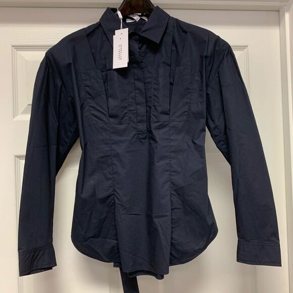 Derek Lam 10 Crosby Corset Back Collared Shirt sz 2 NWT - Picture 1 of 6